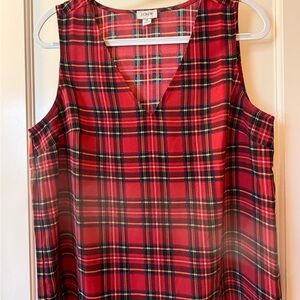 J. Crew Factory Red Stewart Plaid Women's Top